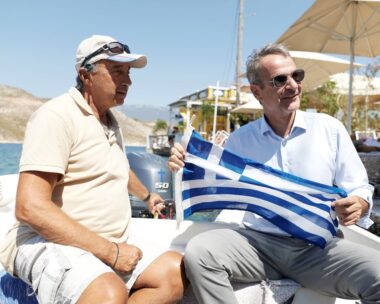 Ο Κυριάκος Μητσοτάκης στο Καστελόριζο