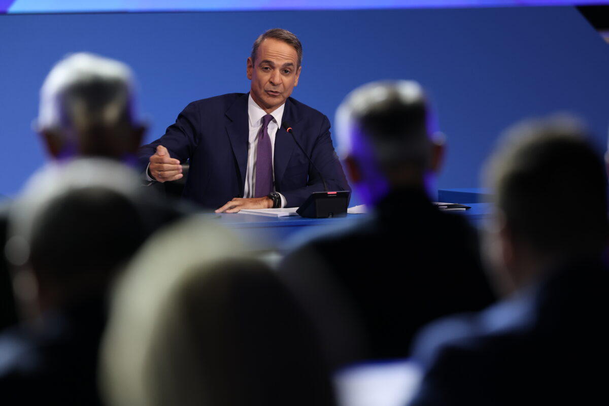 Ο Κυριάκος Μητσοτάκης στη συνέντευξη Τύπου στη ΔΕΘ