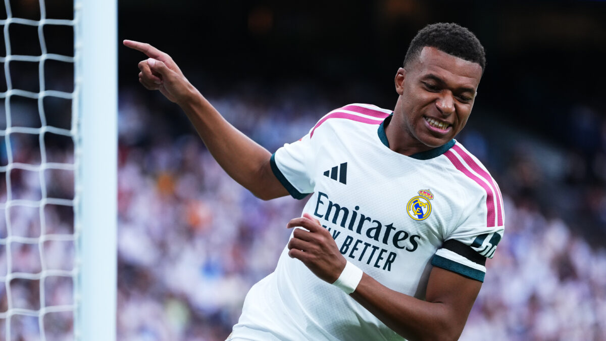 Real Madrid's Kylian Mbappe grimaces during the La Liga soccer match between Real Madrid and Malaga in Madrid, Spain, Sunday, Aug. 30, 2026.
