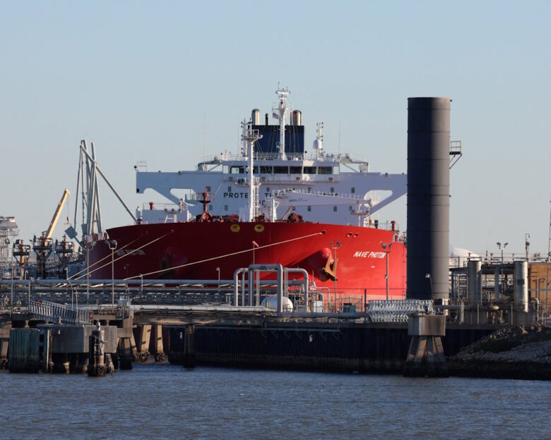 FILE PHOTO: The Nave Photon, carrying crude oil from Venezuela, is docked at Port Freeport in Freeport, Texas, U.S., January 15, 2026.