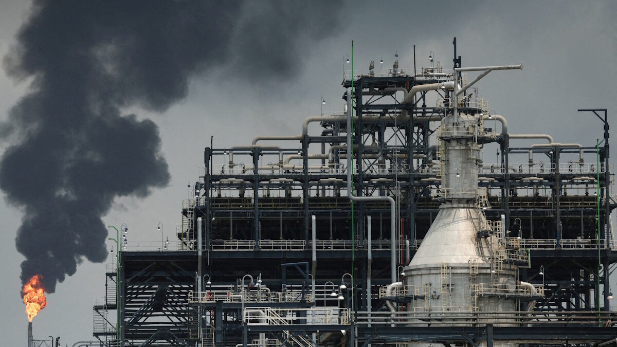 FILE PHOTO: A flame rises from a gas flare at the Dangote Industries oil refinery and fertilizer plant site in the Ibeju Lekki district of Lagos, Nigeria March 2, 2026.