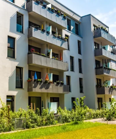 Residential area in the city, modern apartment buildings
