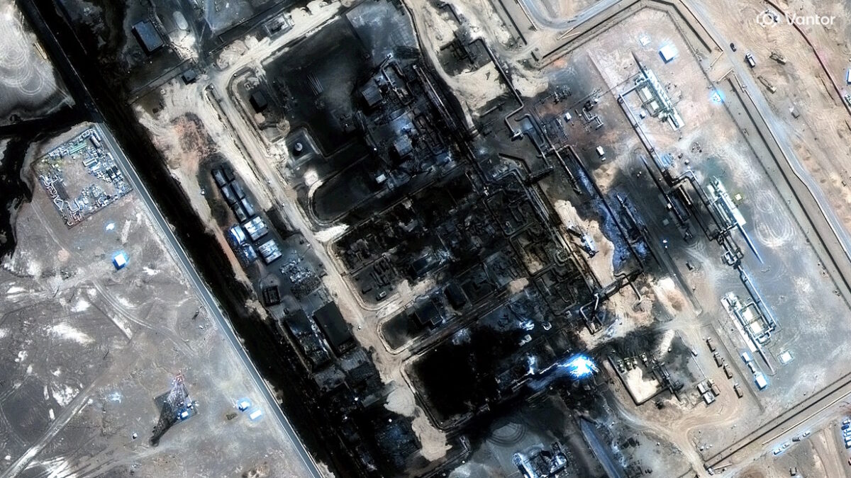 A satellite image shows the Saudi Arabia East-West pipeline, located across the Arabian Peninsula, after a strike that hit it on September 11, 2026, in Saudi Arabia, September 13, 2026.