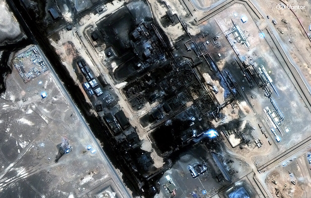 A satellite image shows the Saudi Arabia East-West pipeline, located across the Arabian Peninsula, after a strike that hit it on September 11, 2026, in Saudi Arabia, September 13, 2026.