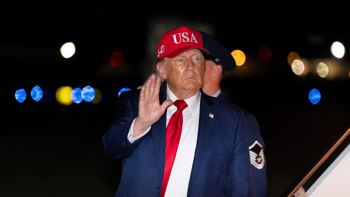 President Donald Trump waves as he arrives on Air Force One, Wednesday, Sept. 16, 2026, at Joint Base Andrews, Md.