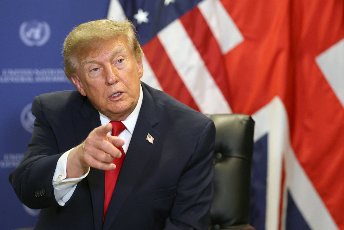 US President Donald Trump gestures during a meeting with Britain's Prime Minister Andy Burnham on the sidelines of the 81st United Nations General Assembly in New York City, US, September 22, 2026.