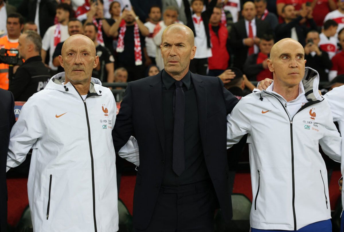 Soccer Football - Nations League - Group A - Turkey v France - Kocaeli Stadium, Kocaeli, Turkey - September 25, 2026 France coach Zinedine Zidane during the national anthems before the match REUTERS