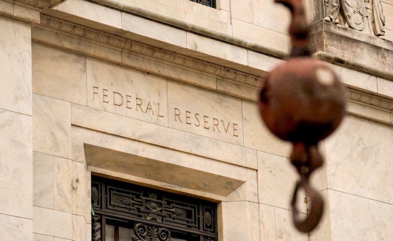 FILE PHOTO: View of the facade as construction continues on the Federal Reserve Board building, in Washington, D.C., U.S., September 17, 2025