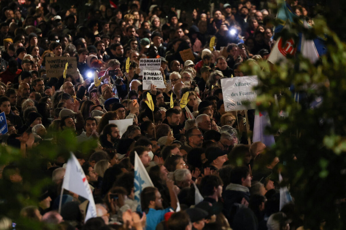 People take part in a citizen gathering in support of victims and to denounce the trivialisation of racist hatred, following the October 23 shooting in Trappes on the outskirts of Paris in which 26-year-old Pengo Bossio Wangi was killed, in Paris, France, October 26, 2026. REUTERS