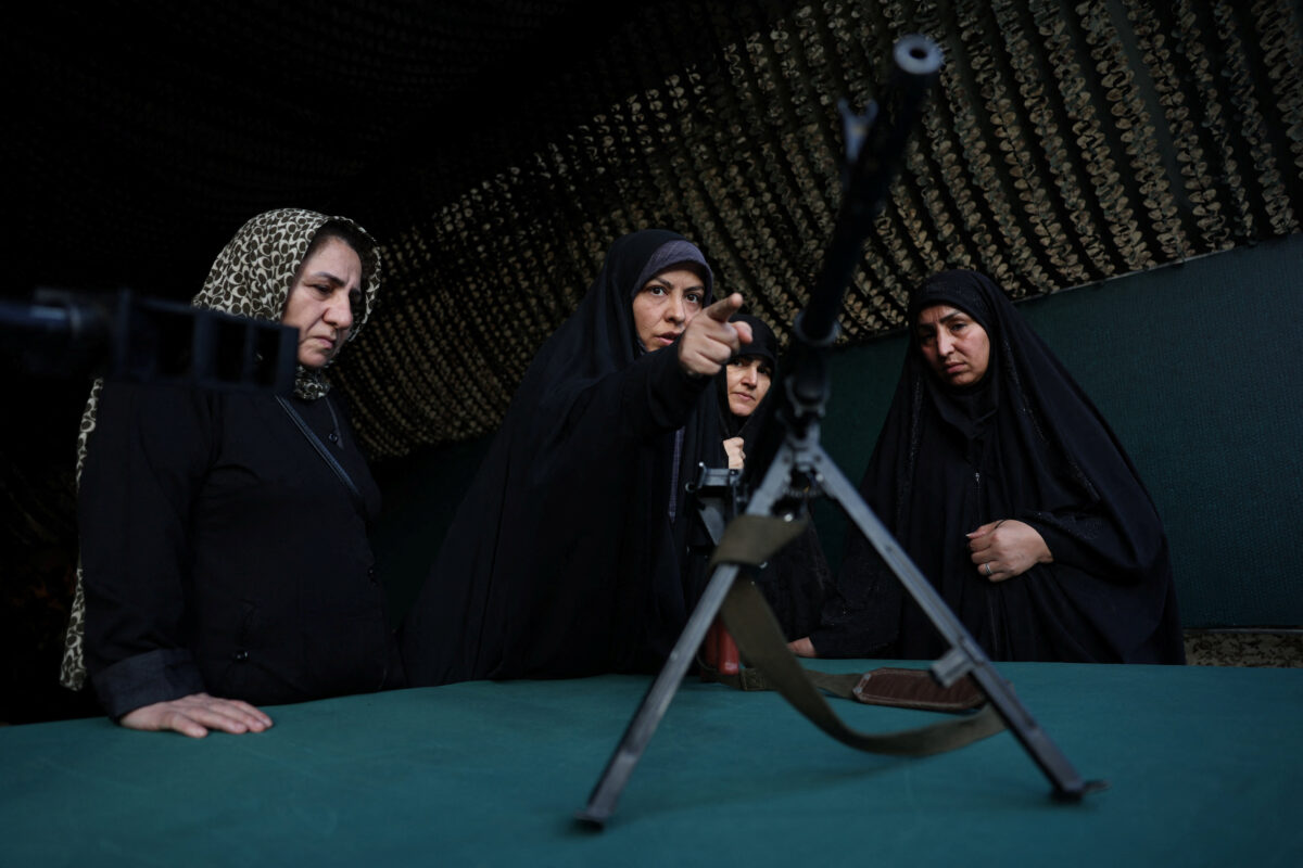 Iranian women volunteers receive military training at a military training center for ordinary citizens at Imam Hussein Square in central Tehran, Iran, October 4, 2026. Majid Asgaripour