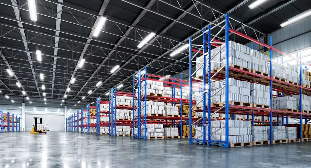 Interior of a warehouse. 3d illustration