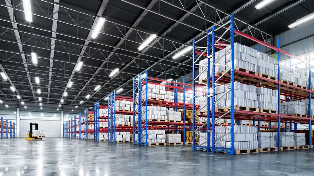 Interior of a warehouse. 3d illustration