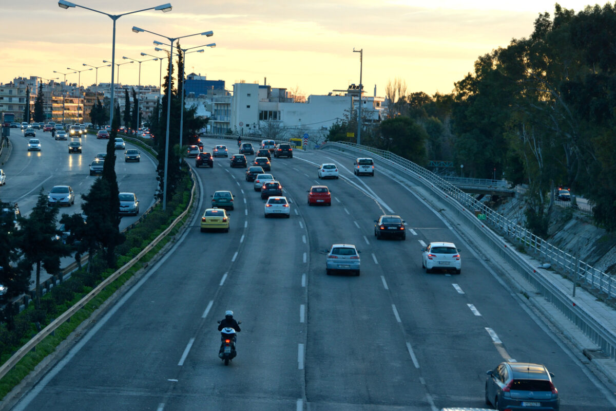 Athens,Greece-January 22,2018.Image shows a view of the National highway the main road for drivers of Athens.