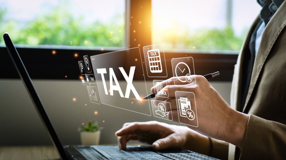 Tax deduction planning concept. Businessman calculating business balance prepare tax reduction. taxes paid by individuals and corporations such as VAT, income tax and property tax.