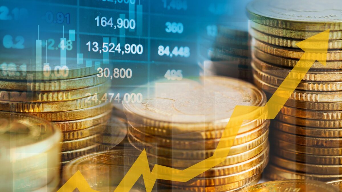 Stock market finance business, economy trend graph digital technology