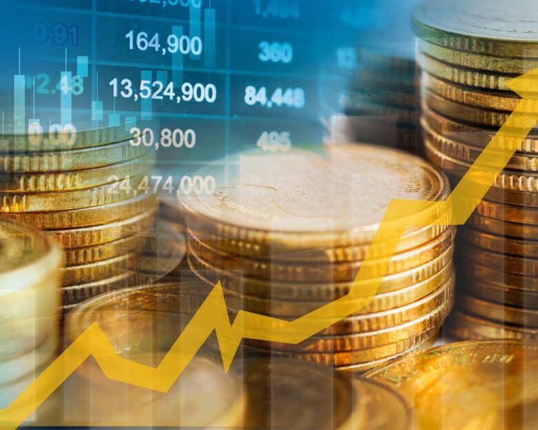 Stock market finance business, economy trend graph digital technology