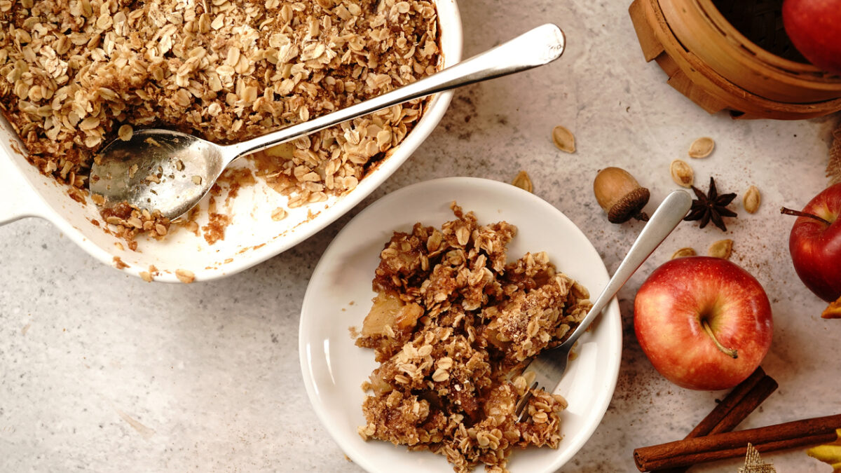 Crumble μήλου με βρώμη