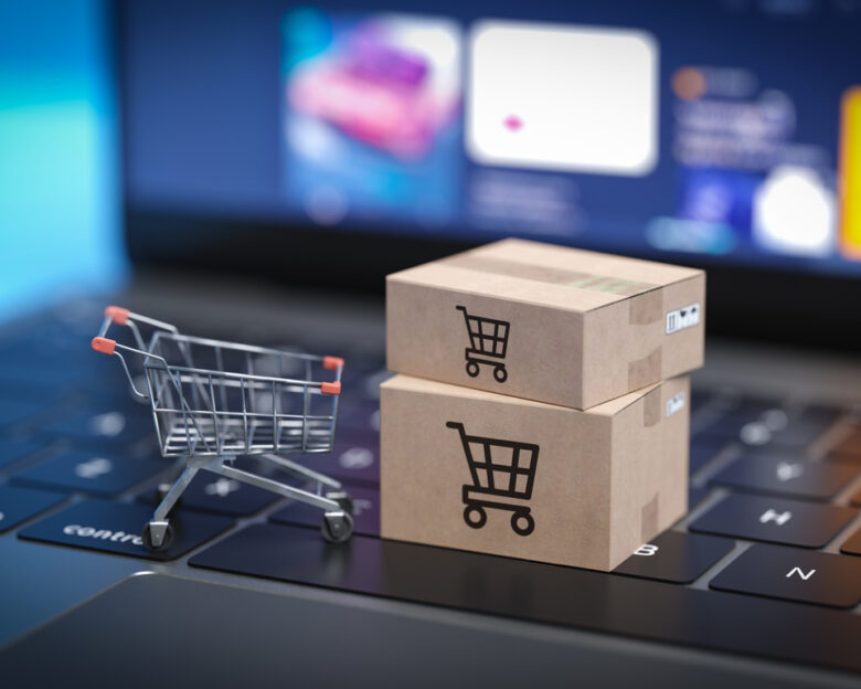 Items purchased through online shopping are delivered. 3d rendering