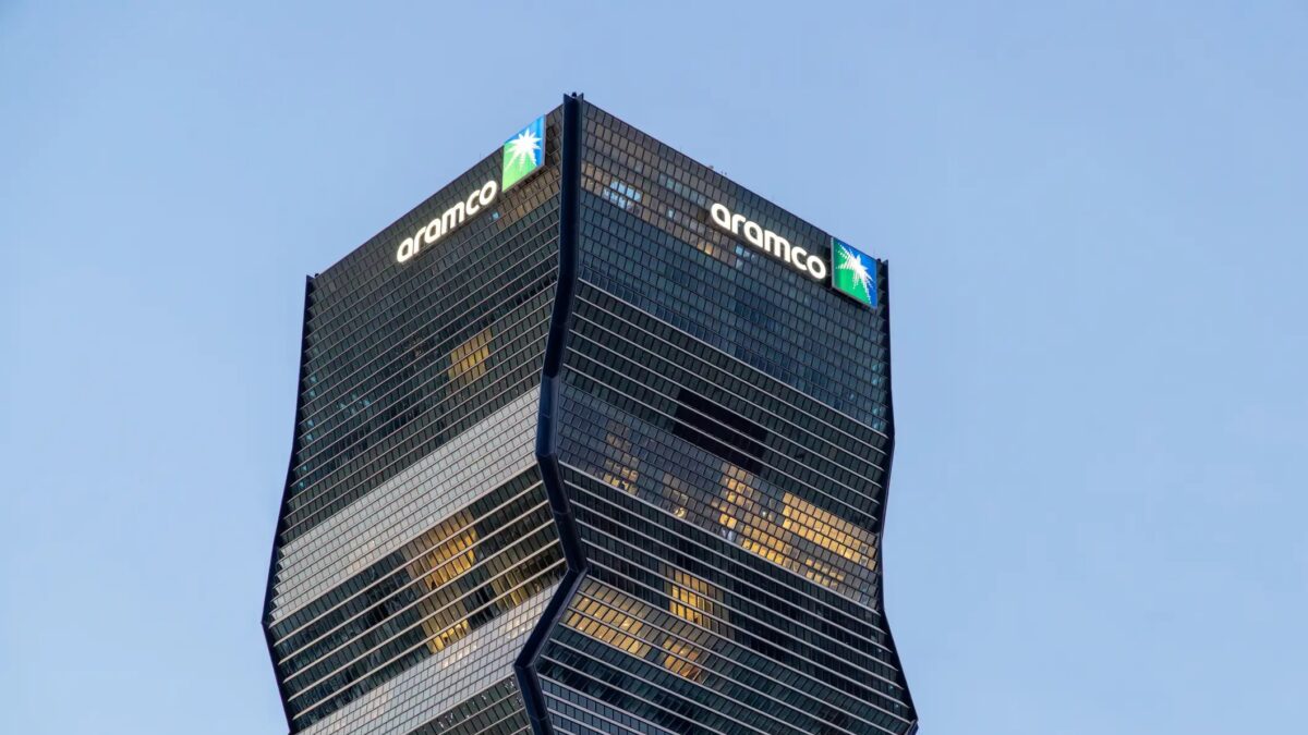 Riyadh, Saudi Arabia - February 10, 2026 : Aramco Tower in the King Abdullah Financial District (KAFD) in Riyadh, Saudi Arabia.
