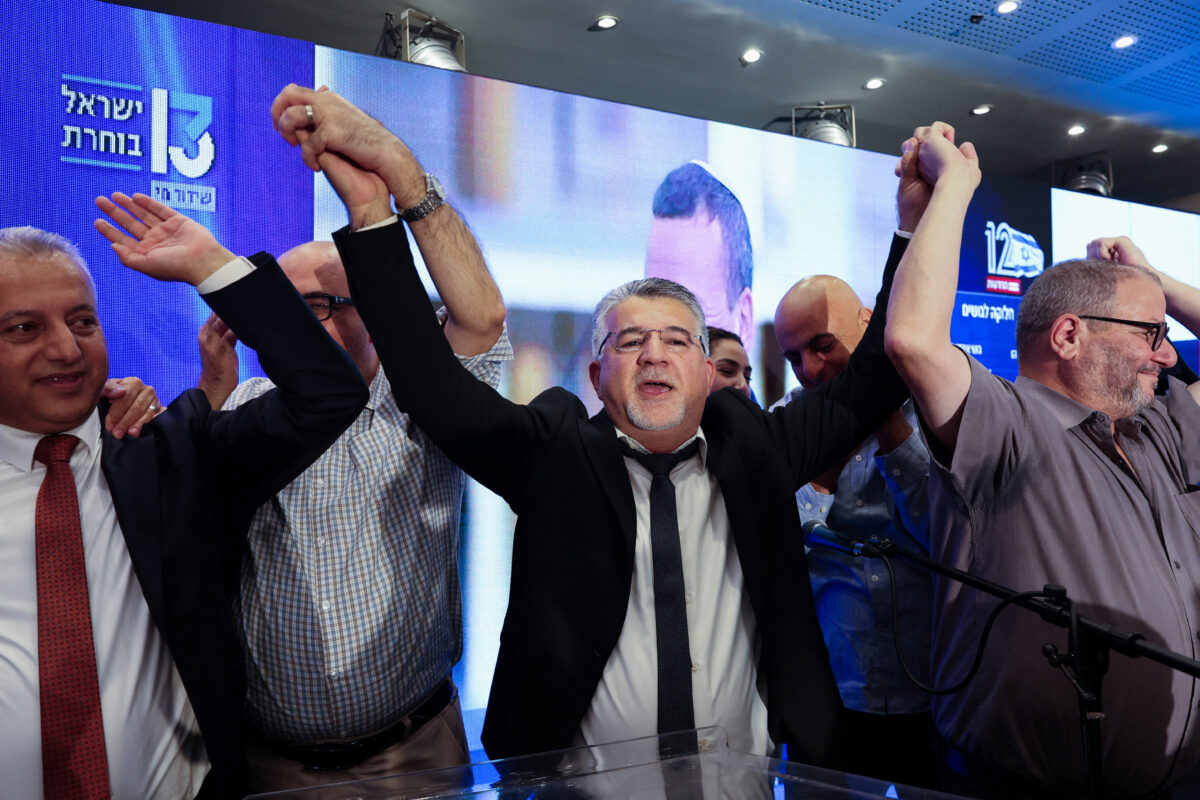 Palestinian candidate Yousef Jabareen of the Joint List party reacts to exit polls during Israel’s national election, at the party election headquarters in Nazareth, northern Israel, October 27, 2026. REUTERS