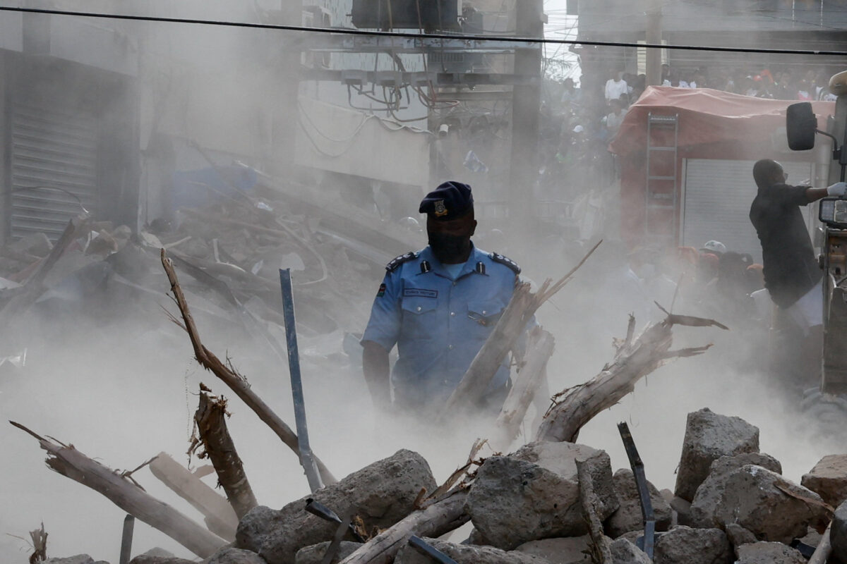 Smoke rises at the site of a building collapse in Eastleigh, Nairobi, Kenya, October 23, 2026. REUTERS