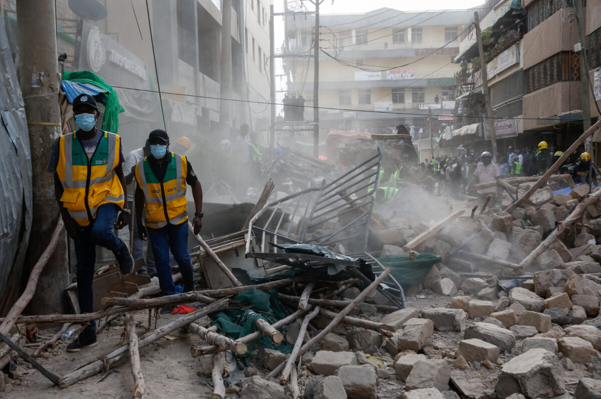 Emergency personnel work at the site of a building collapse in Eastleigh, Nairobi, Kenya, October 23, 2026. REUTERS