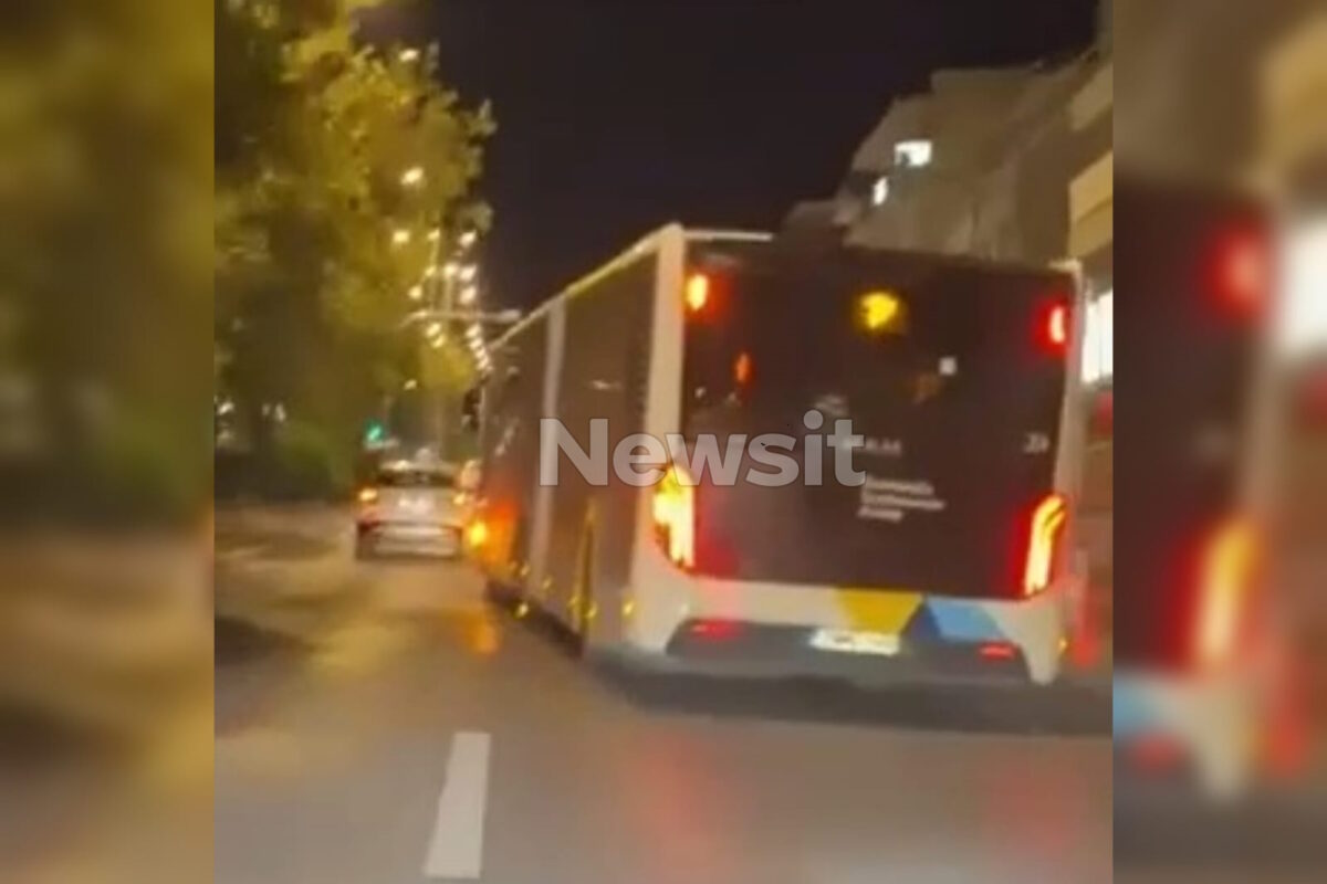 Λεωφορείο κάνει επικίνδυνους ελιγμούς στη λεωφόρο Μεσογείων