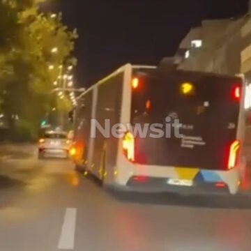 Λεωφορείο κάνει επικίνδυνους ελιγμούς στη λεωφόρο Μεσογείων