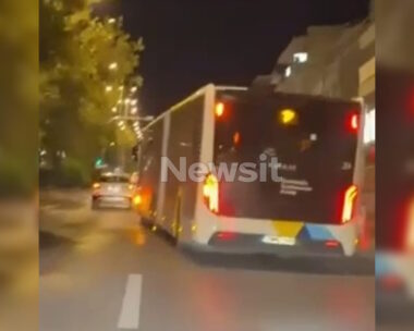Λεωφορείο κάνει επικίνδυνους ελιγμούς στη λεωφόρο Μεσογείων