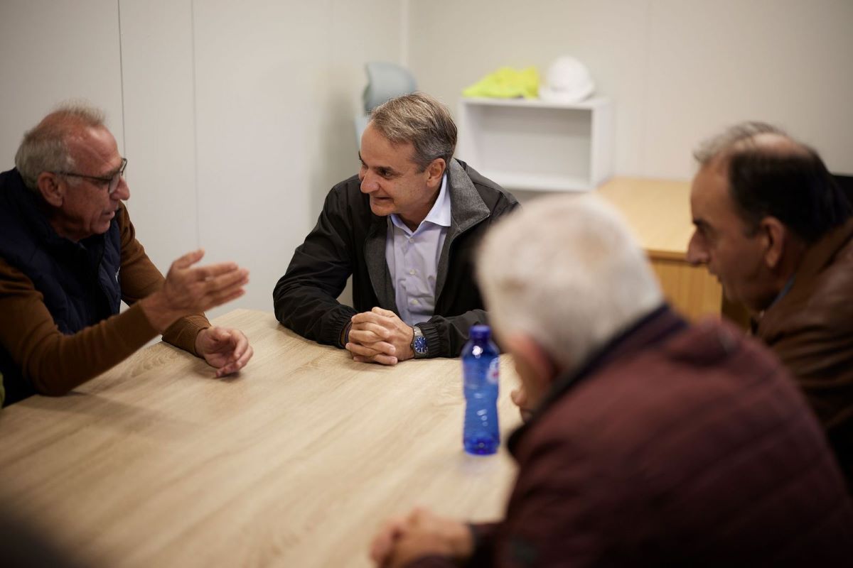 Ο Κυριάκος Μητσοτάκης στη συνάντησή του με τους αγρότες