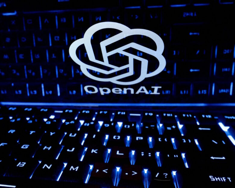 FILE PHOTO: A keyboard is placed in front of a displayed OpenAI logo in this illustration taken February 21, 2023