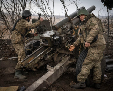 FILE - Ukrainian soldiers of the 71st Jaeger Brigade fire a M101 howitzer towards Russian positions at the frontline, near Avdiivka, Donetsk region, Ukraine, Friday, March 22, 2024. Much of what NATO can do for Ukraine, and indeed for global security, is misunderstood. Often in the public mind, the alliance is thought of as the sum of all U.S. relations with its European partners, from imposing sanctions and other costs on Russia to sending arms and ammunition. But as an organization its brief is limited to the defense by military means of its 32 member countries and a commitment to help keep the peace in Europe and North America.