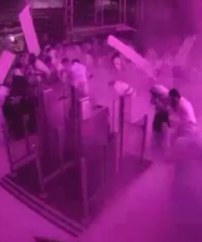 This image from CCTV video released by Saudi Arabia's Media Ministry shows passengers taking cover as flames and smoke fill part of King Khalid International Airport in Riyadh, Saudi Arabia, during what authorities described as a strike at the airport on Saturday, Oct. 10, 2026.