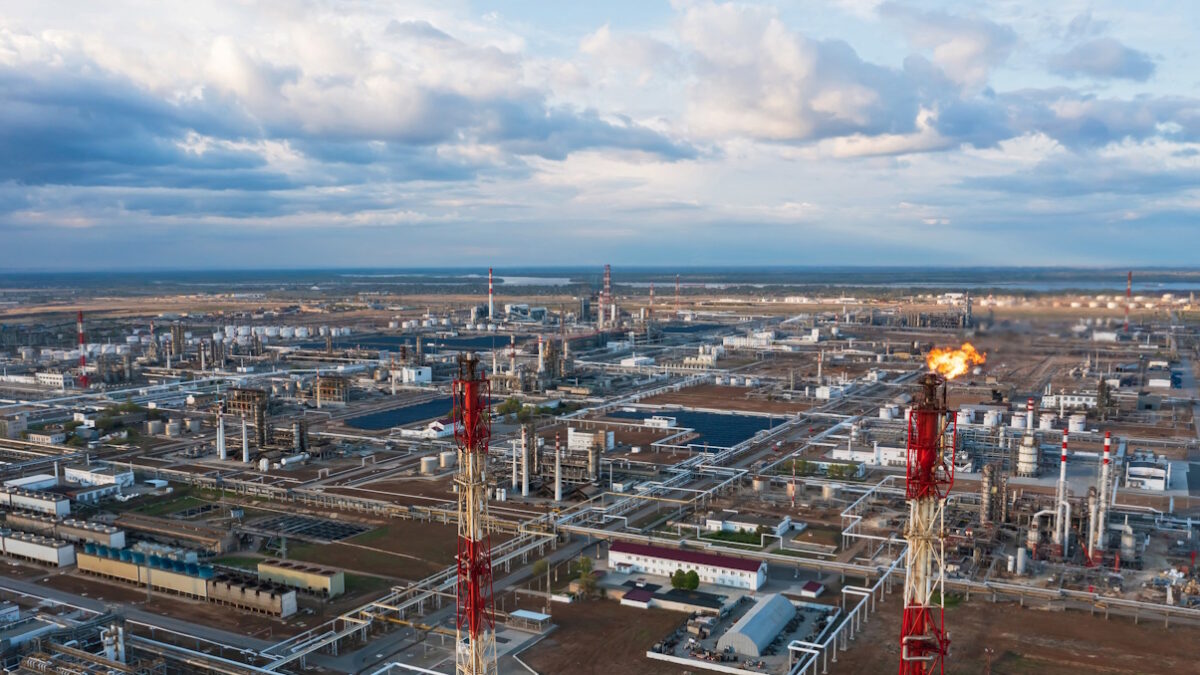 FILE PHOTO: A general view shows the Lukoil refinery in Volgograd, Russia, April 22, 2022. Picture taken with a drone.
