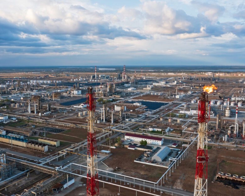 FILE PHOTO: A general view shows the Lukoil refinery in Volgograd, Russia, April 22, 2022. Picture taken with a drone.