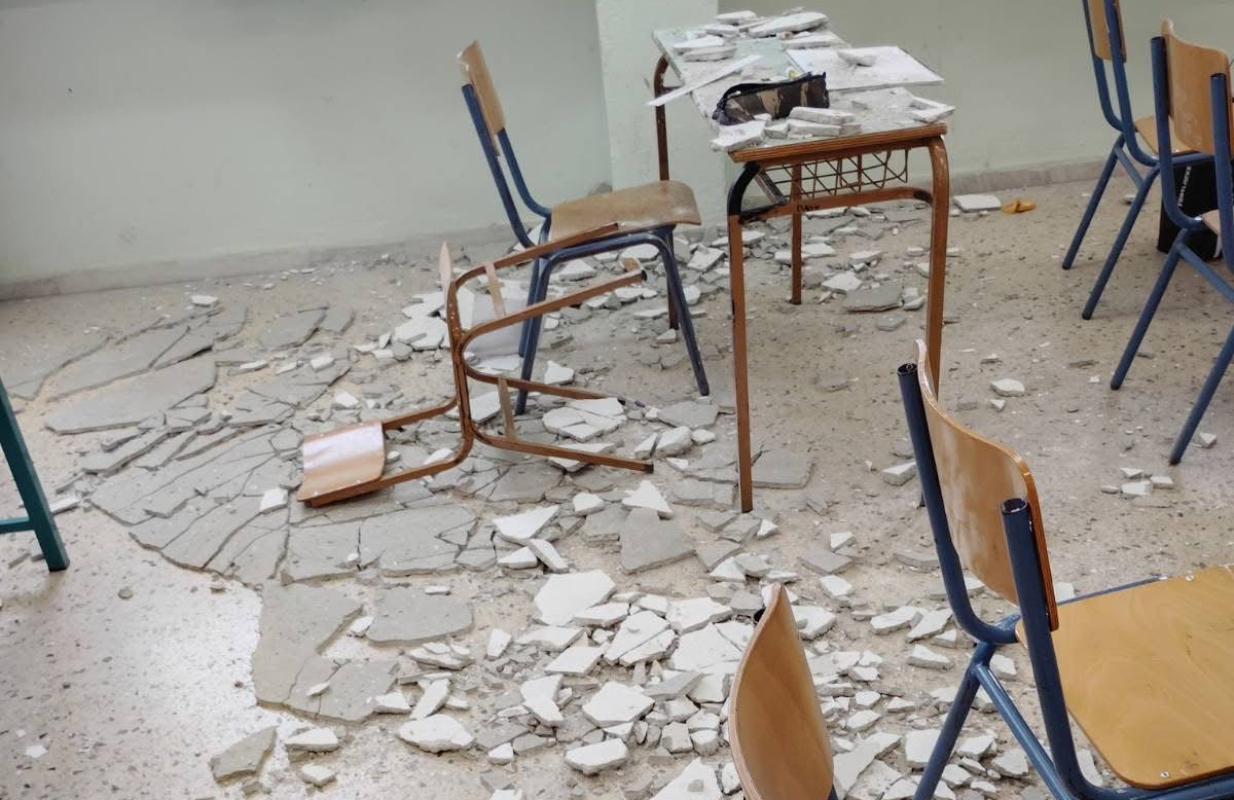Θέρμη: Σοβάδες έπεσαν από το ταβάνι σε γυμνάσιο και τραυμάτισαν μαθητή