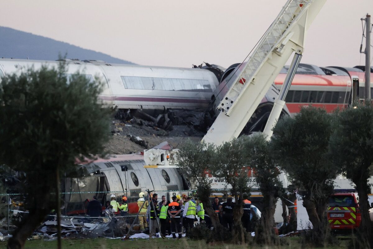 Rescue personnel work at the site of the collision of two high-speed trains between the towns of Mora and Orgaz, near Toledo, Spain, October 28, 2026. REUTERS