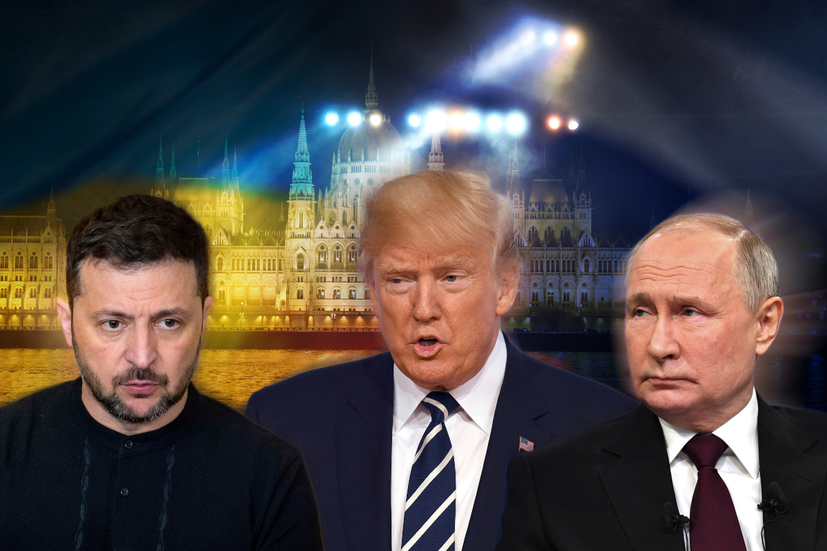 ATTENTION: PHOTO MONTAGE: Following the announcement of new Ukraine talks, indications are mounting that Budapest is the site of a possible meeting between the presidents of Ukraine and Russia with Donald Trump. From left: Volodymyr Zelensky, Donald Trump, and Vladimir Putin. Photo by: Presidential Office of Ukraine/picture-alliance/dpa/AP Images