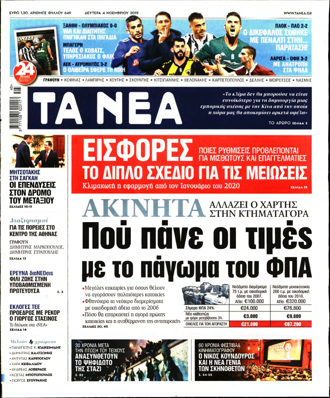 ΤΑ ΝΕΑ – 04/11/2019