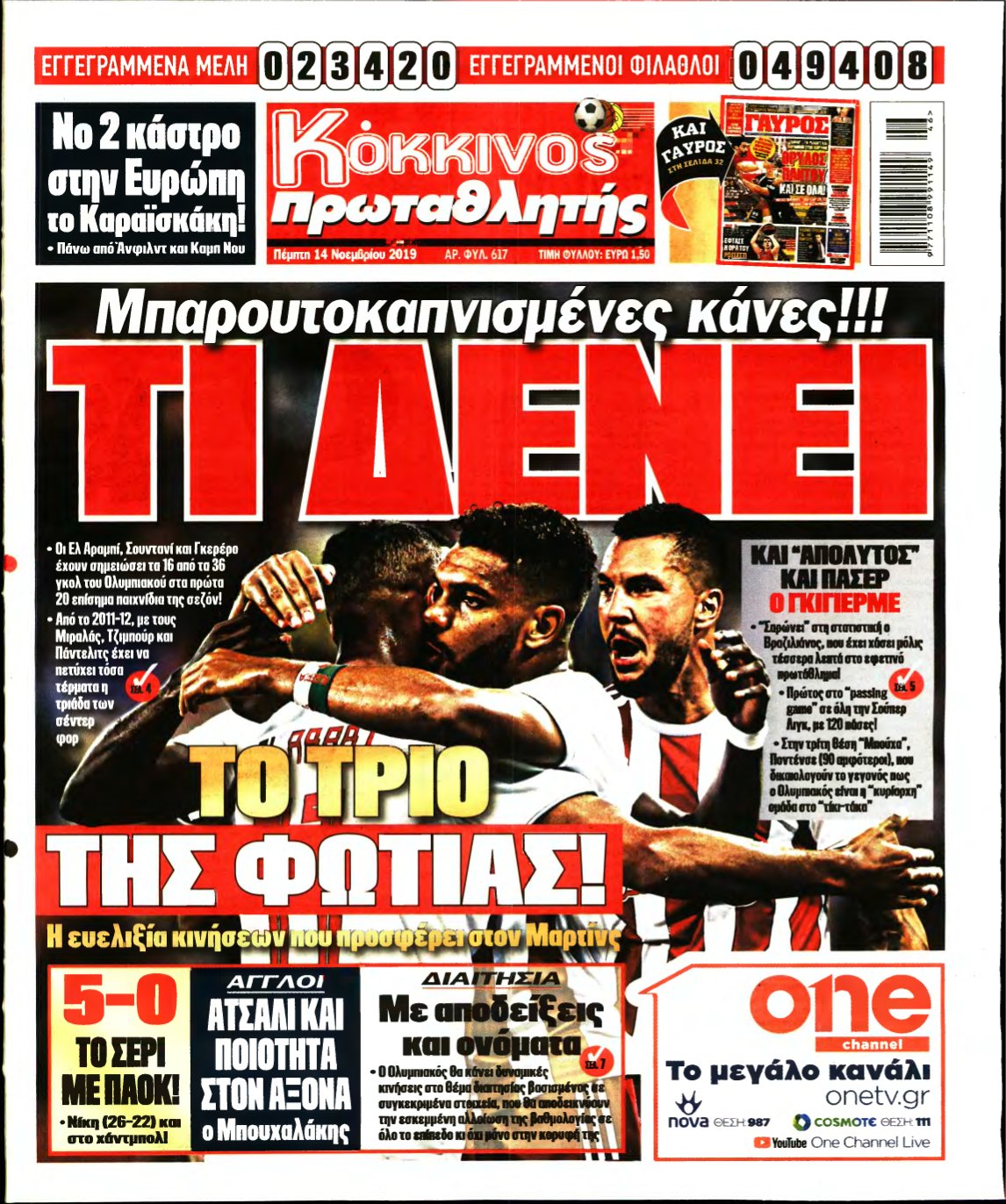ΠΡΩΤΑΘΛΗΤΗΣ – 14/11/2019