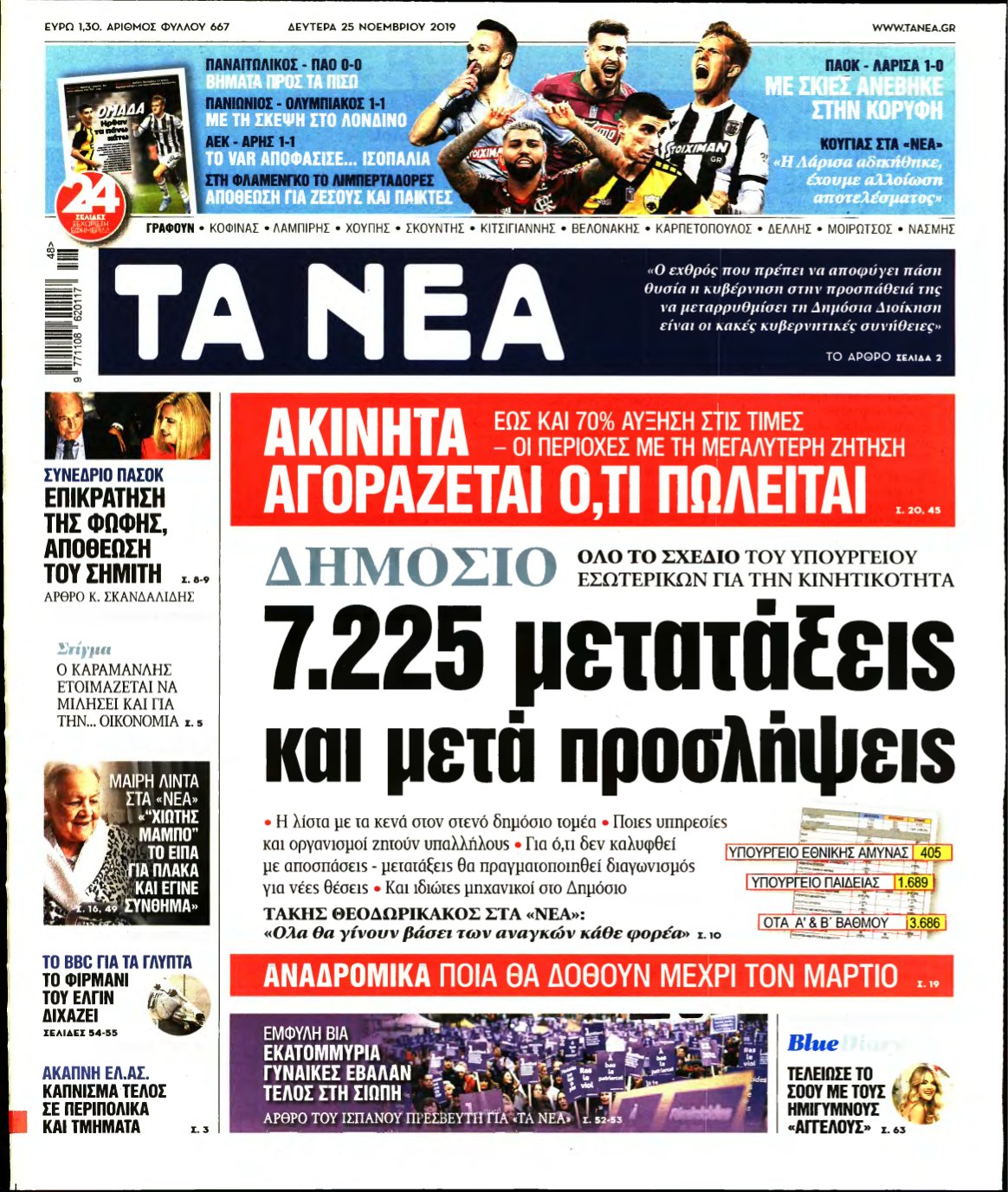 ΤΑ ΝΕΑ – 25/11/2019
