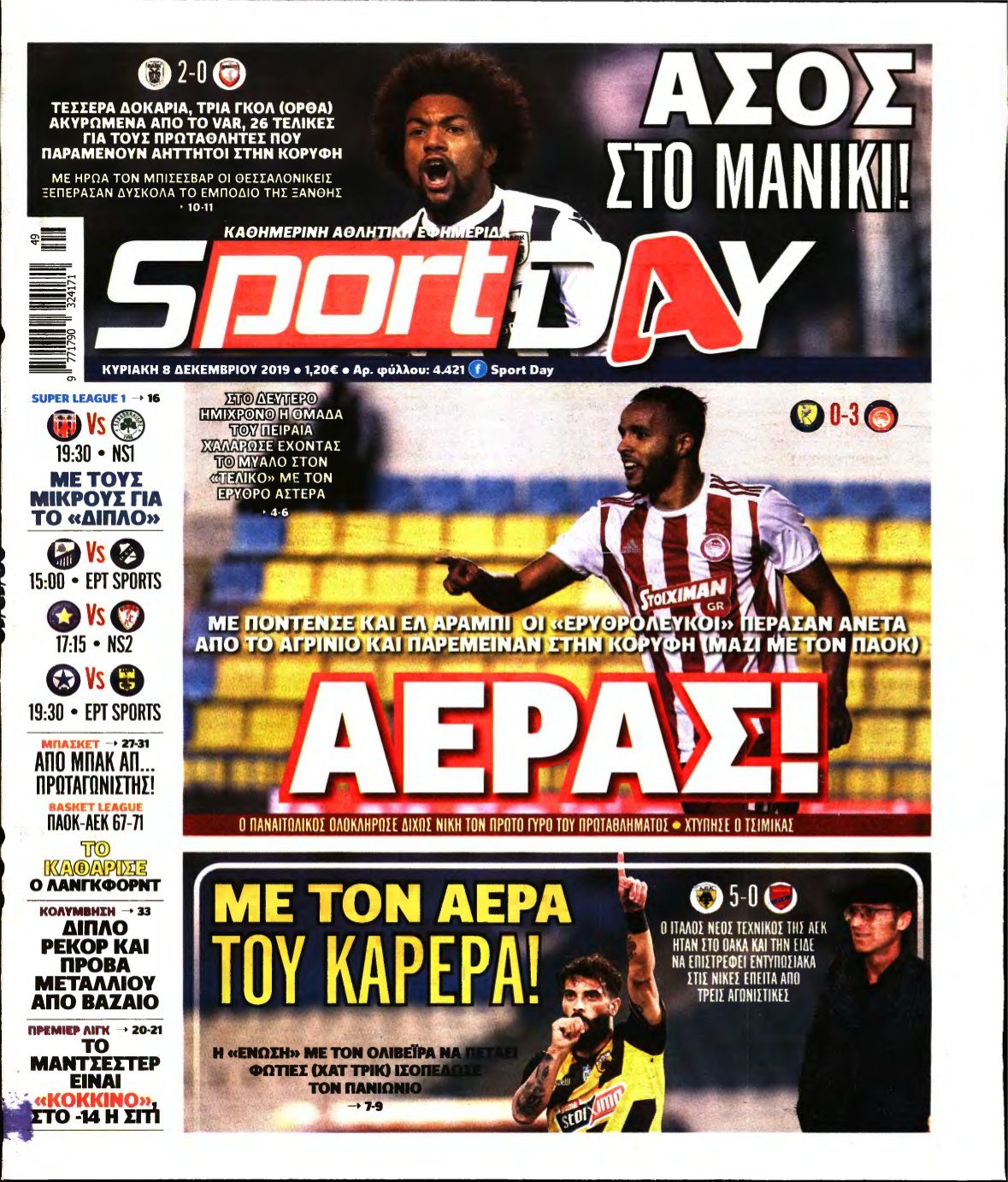 SPORTDAY ΚΥΡΙΑΚΗΣ – 08/12/2019