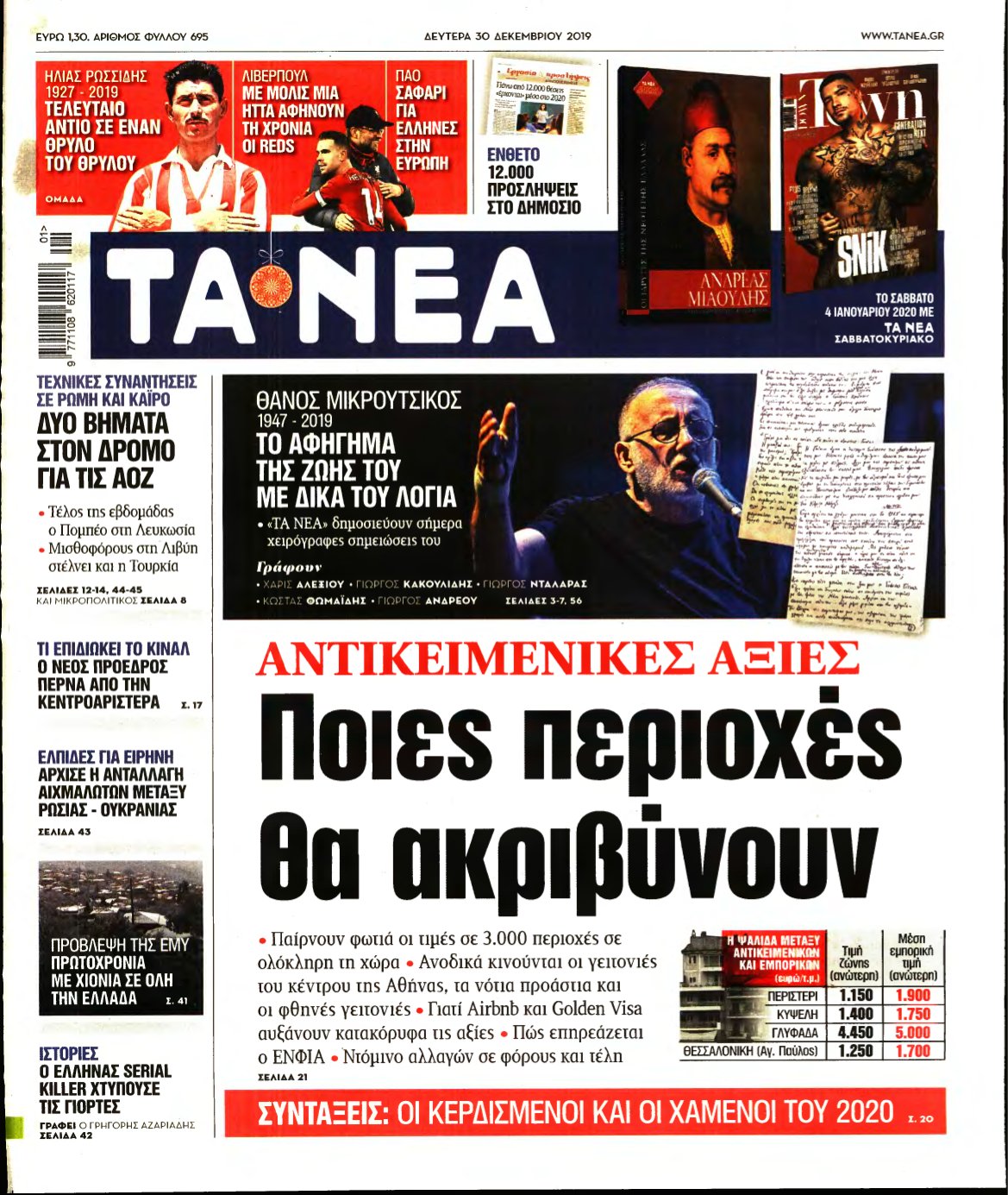 ΤΑ ΝΕΑ – 30/12/2019