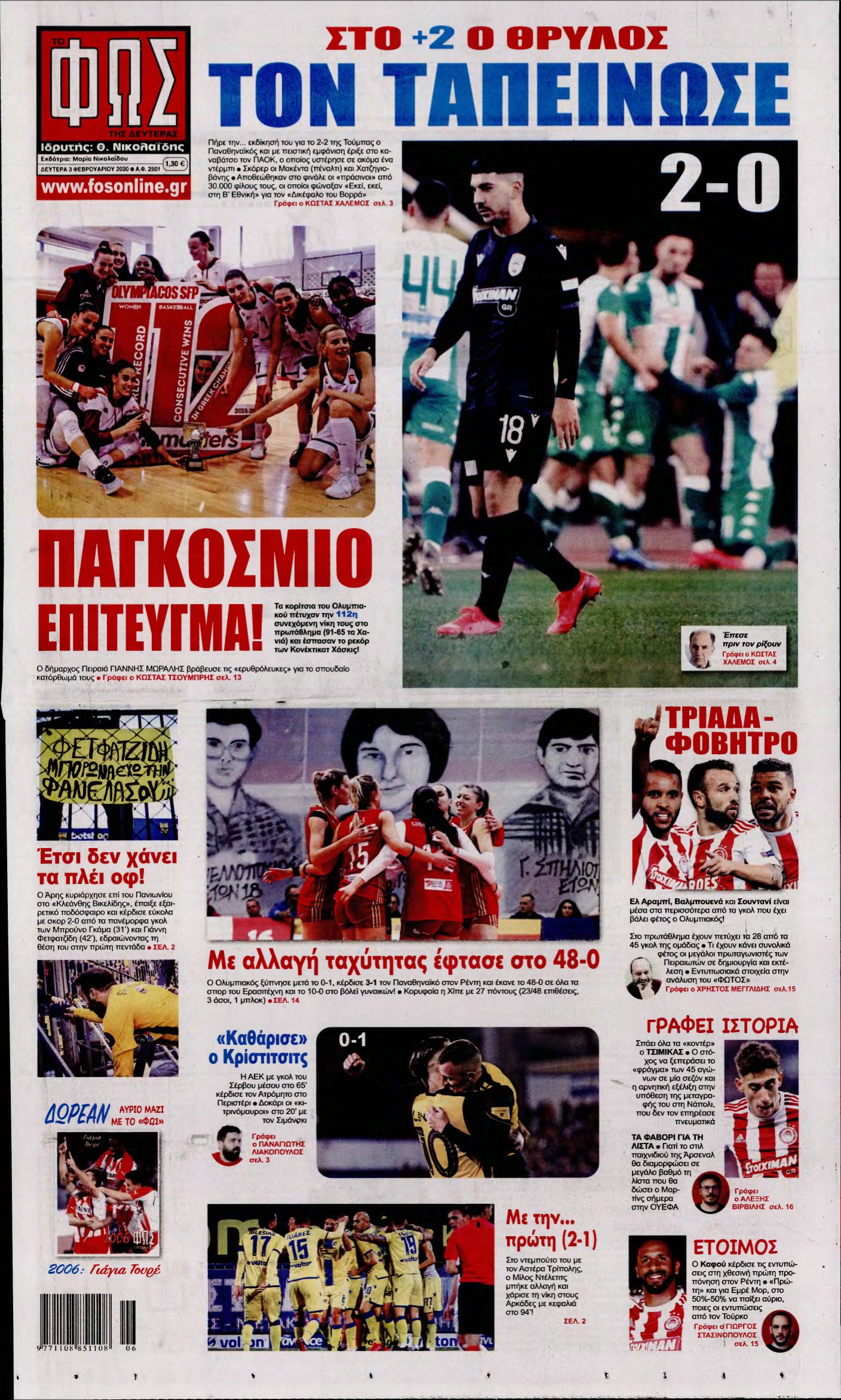 ΦΩΣ ΤΩΝ ΣΠΟΡ – 03/02/2020