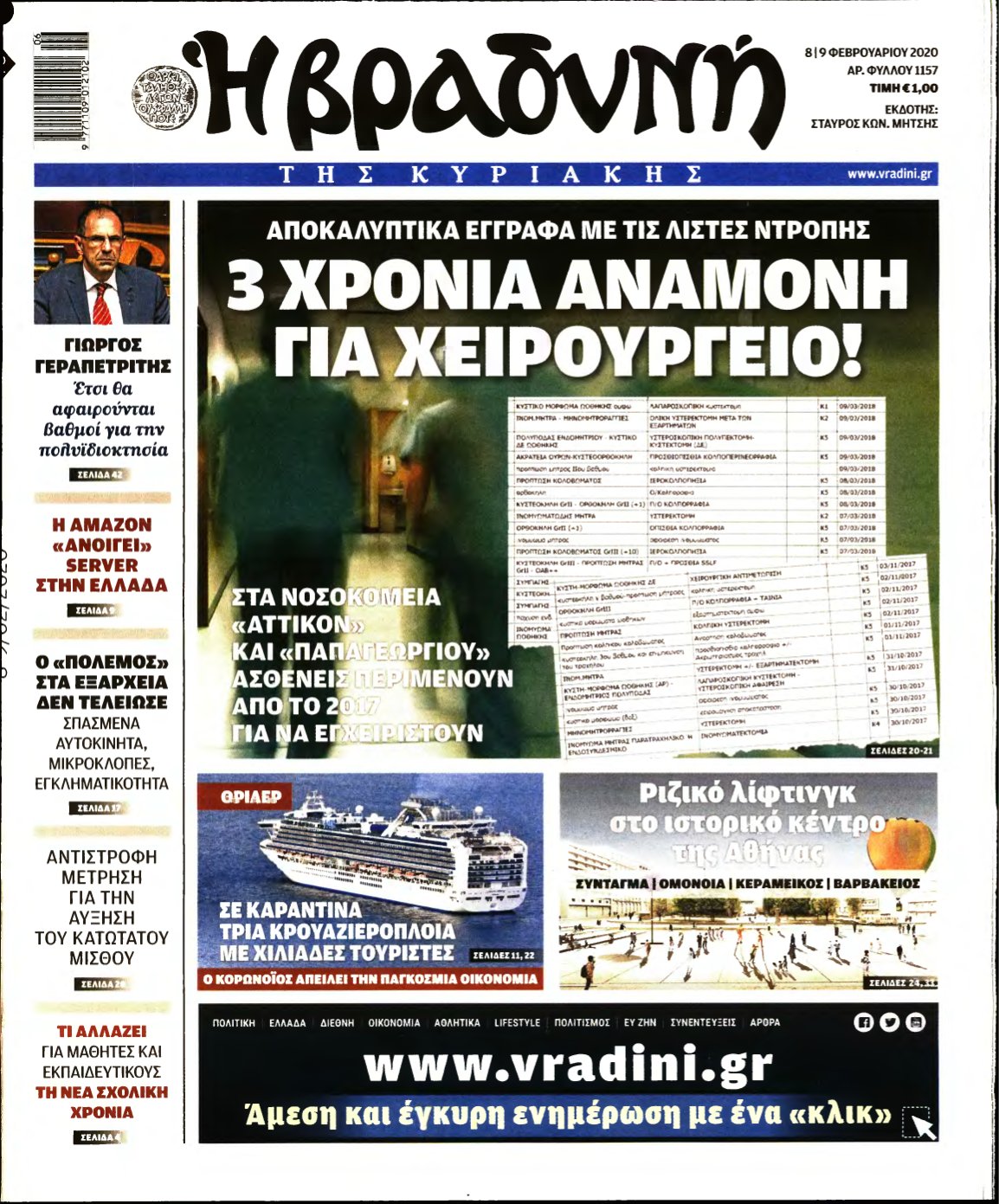 ΒΡΑΔΥΝΗ ΤΗΣ ΚΥΡΙΑΚΗΣ – 08/02/2020