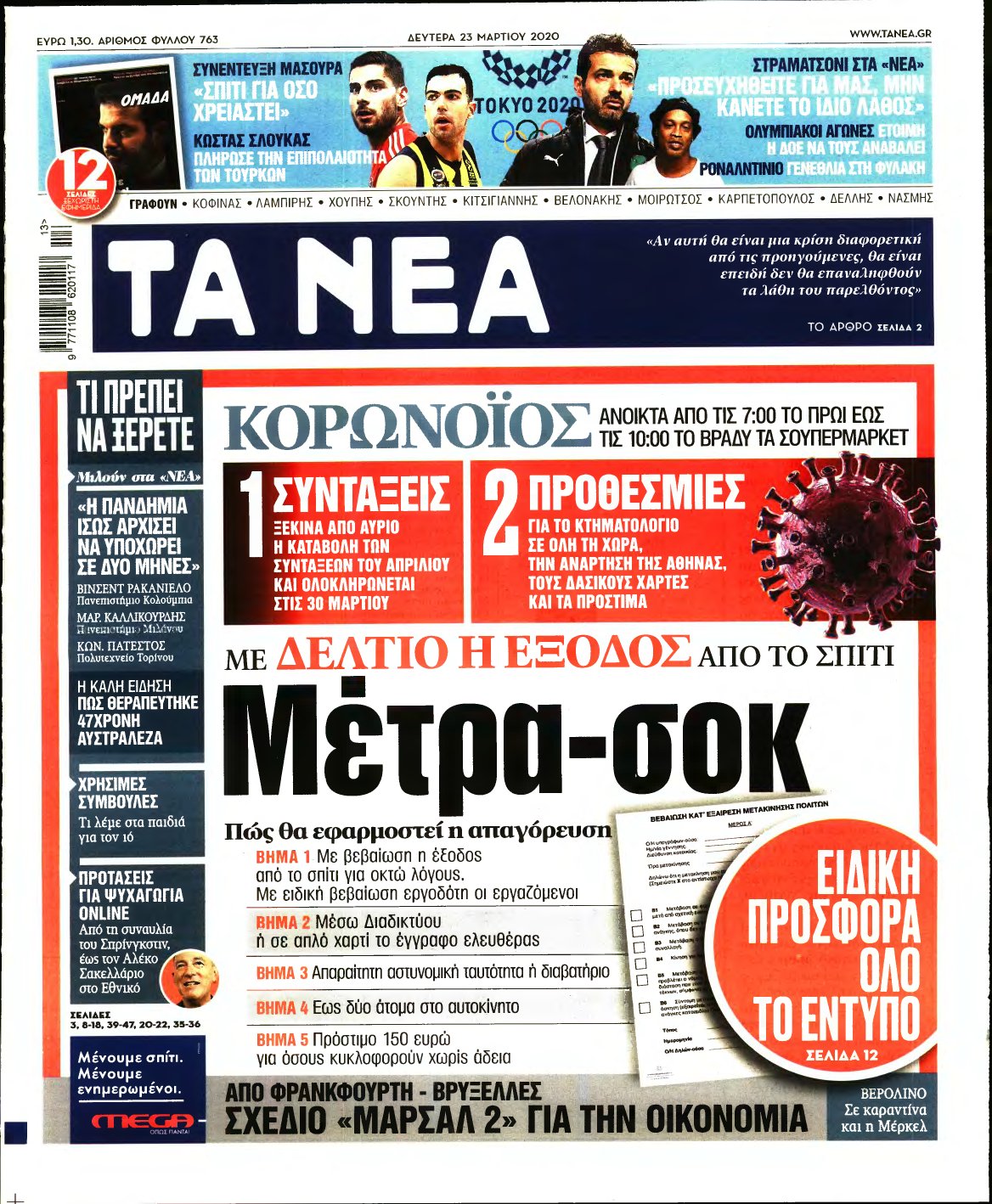 ΤΑ ΝΕΑ – 23/03/2020