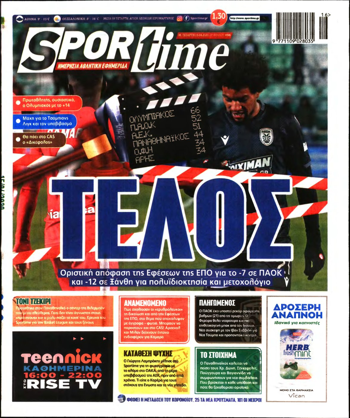 SPORTIME – 15/04/2020