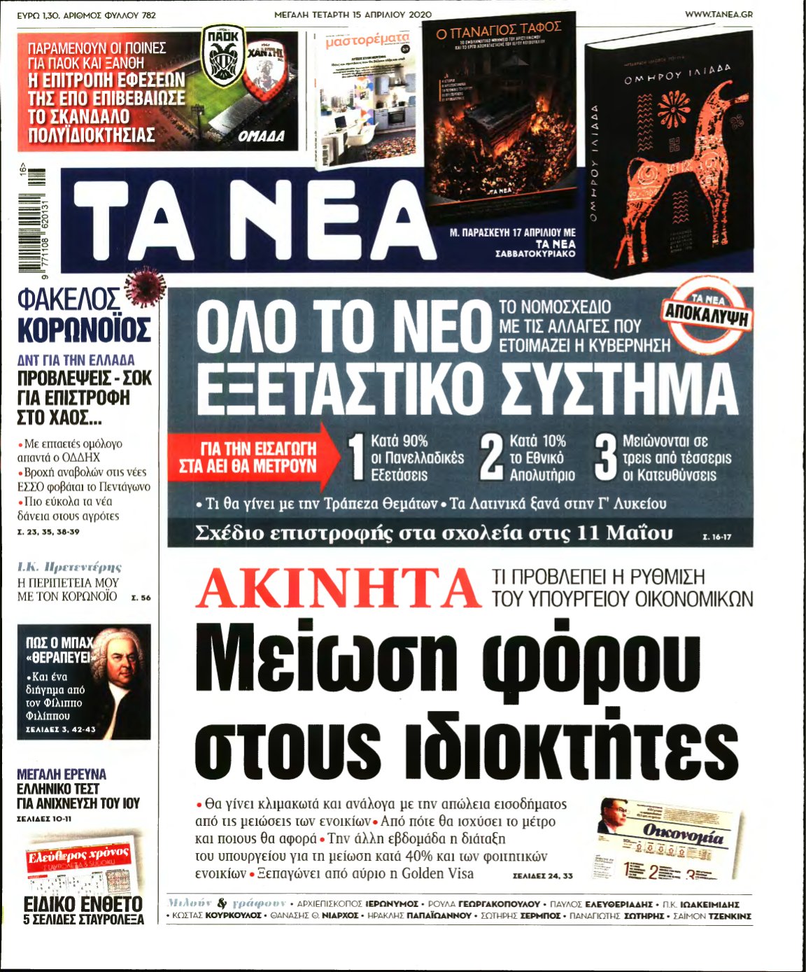ΤΑ ΝΕΑ – 15/04/2020