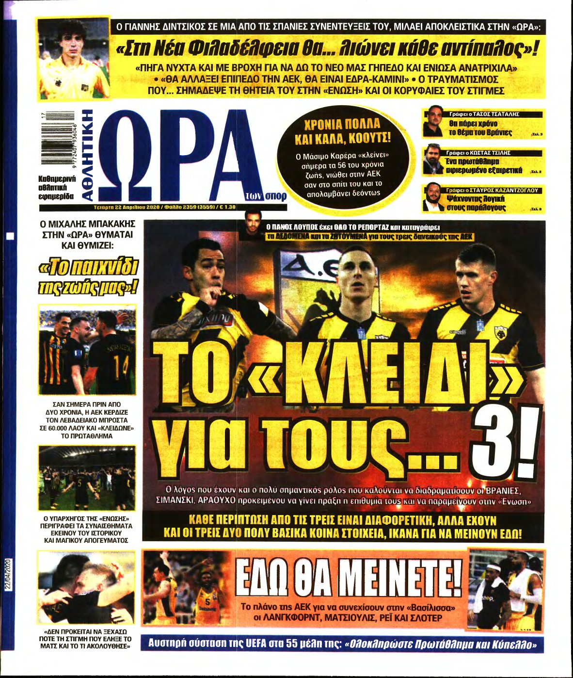 ΩΡΑ ΤΩΝ ΣΠΟΡ – 22/04/2020