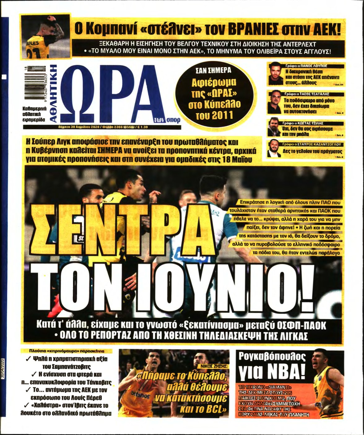 ΩΡΑ ΤΩΝ ΣΠΟΡ – 30/04/2020